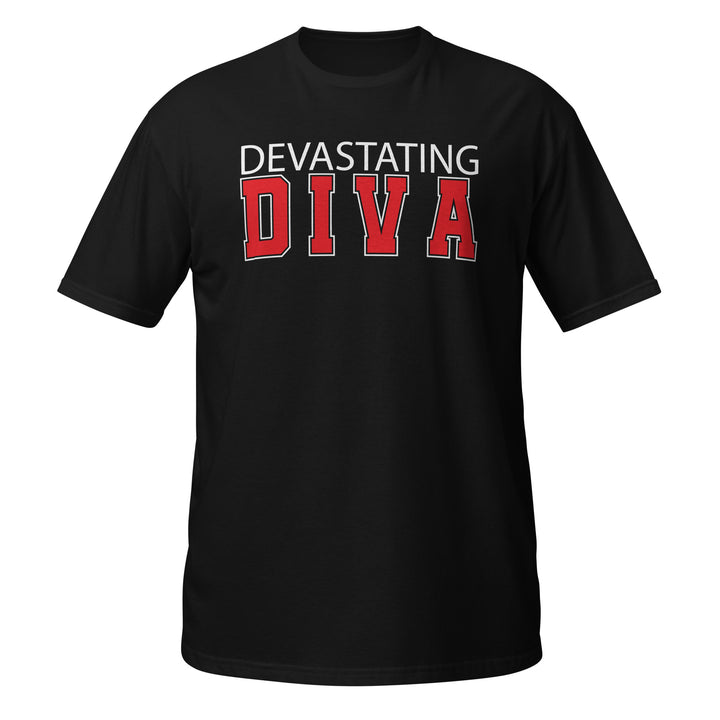 Delta Devastating Diva T-Shirt in black, celebrating sorority pride with stylish design and comfortable fit.