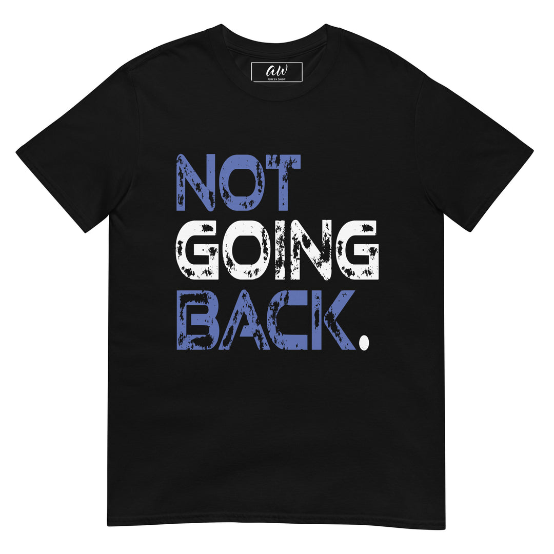 Royal blue and white "Not Going Back" tee for Vote 2024, black sorority apparel, perfect sorority t-shirt for women's clothing.