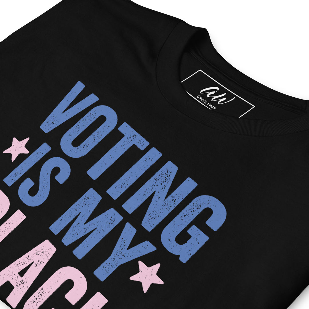 Pink and Blue "Voting is My Black Job" Sorority T-Shirt - Women's Clothing, Sorority Apparel