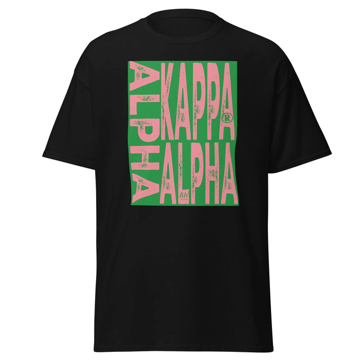 Alpha Kappa Alpha Sorority T-Shirt in black, showcasing vibrant design, perfect for Greek gear and sorority paraphernalia.