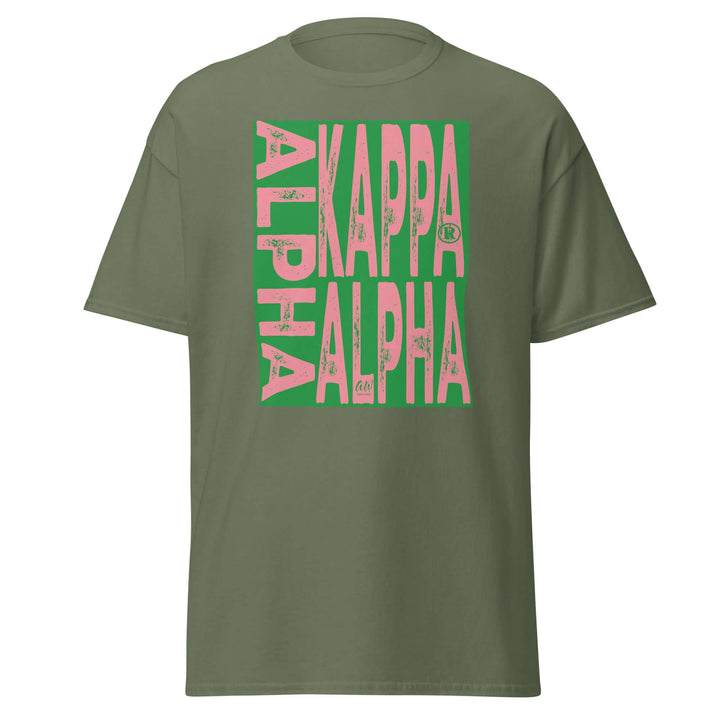 Alpha Kappa Alpha Sorority T-Shirt in olive green, perfect for Greek gear and sorority paraphernalia.