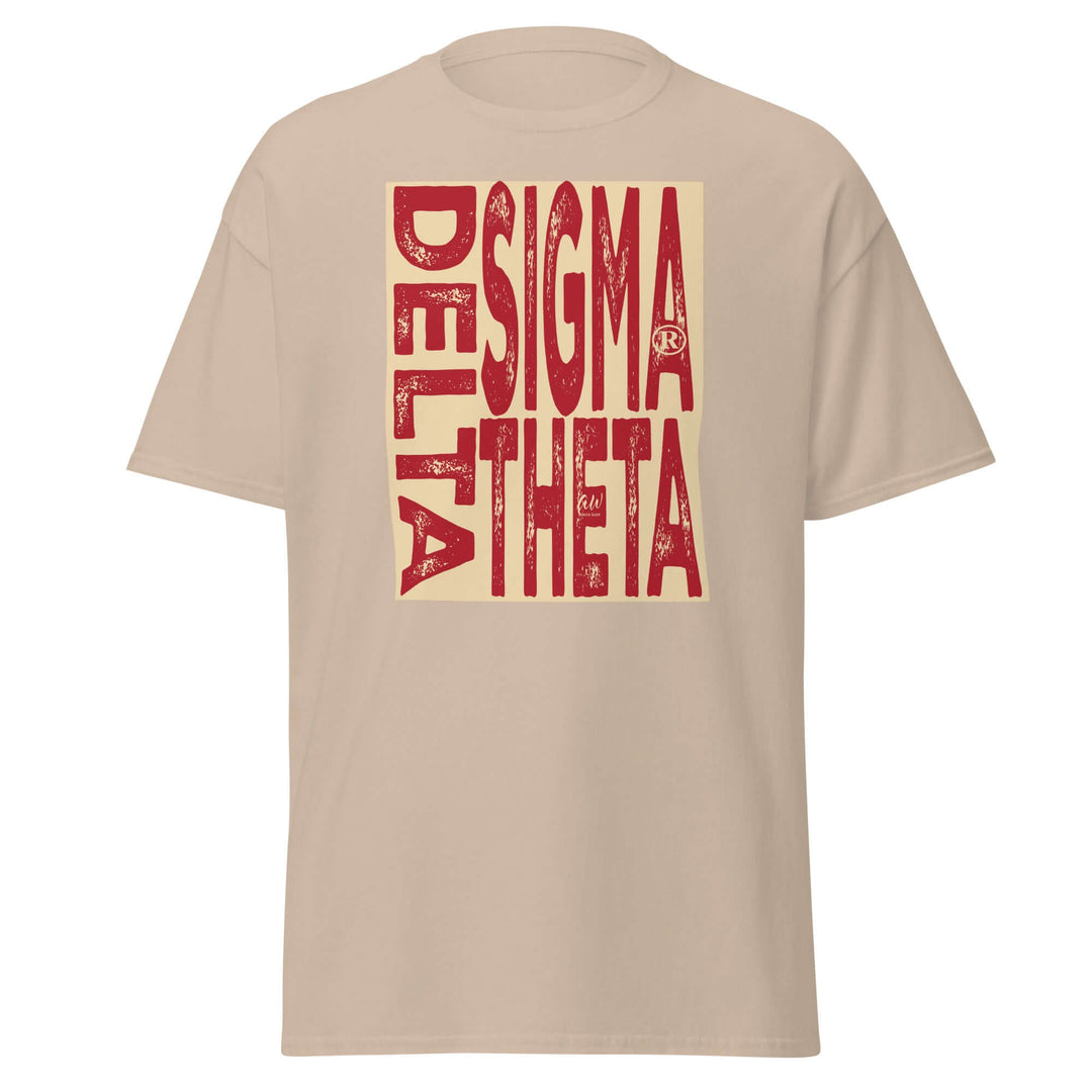 Delta Sigma Theta Sorority T-Shirt in beige, perfect for Greek gear and paraphernalia enthusiasts.