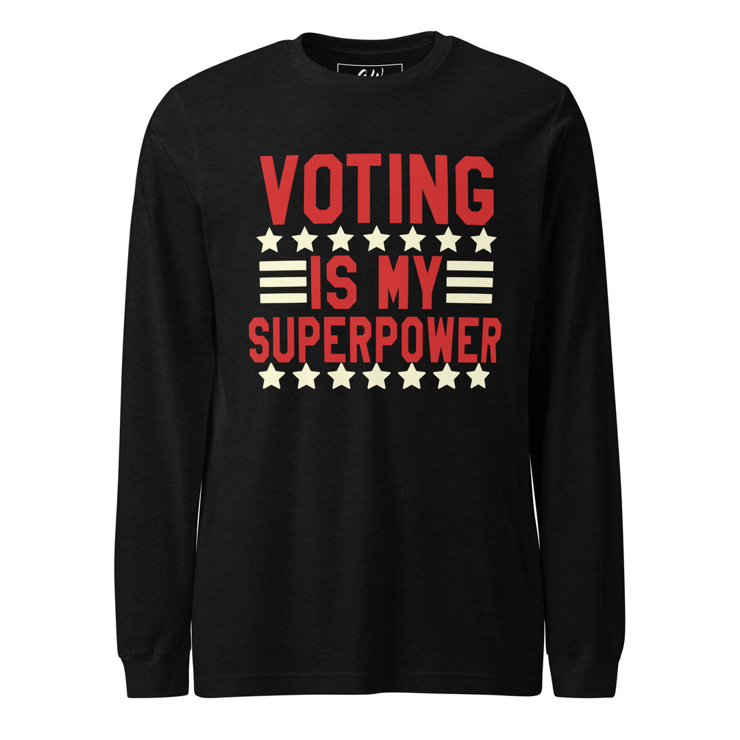 Crimson and Cream "Voting is My Super Power" Long-Sleeved T-Shirt for Women's Sorority Apparel