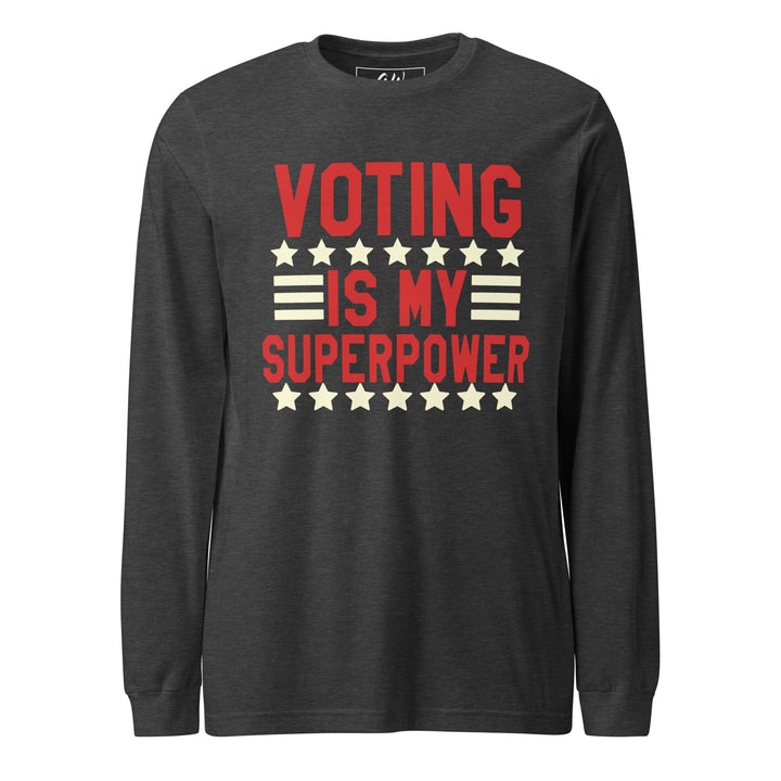 Crimson and Cream Super Power T-Shirt, Delta Sigma Theta inspired "Voting is my Super Power" long-sleeved sorority apparel