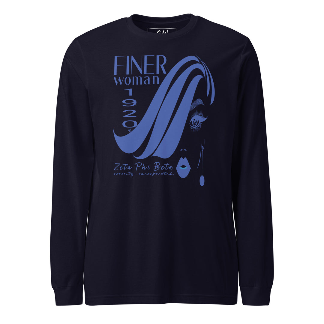 Zeta Phi Beta Finer Womanhood T-Shirt in royal blue and white, sorority apparel, black greek lettered organization, women's clothing, ZPhiB.