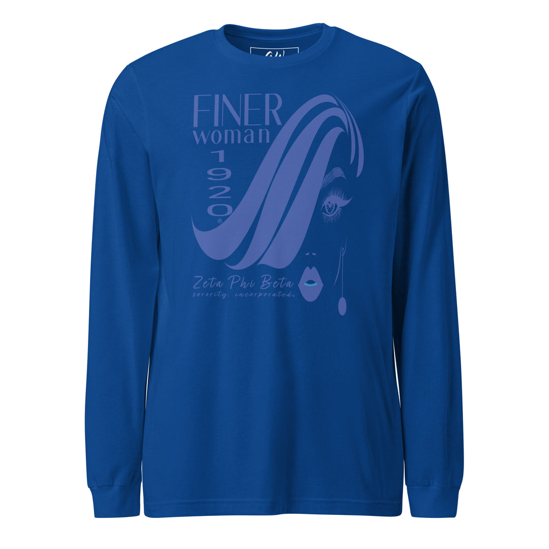 Zeta Phi Beta Finer Womanhood T-Shirt in royal blue for ZPhiB members. Custom sorority apparel with "Finer Womanhood" design.