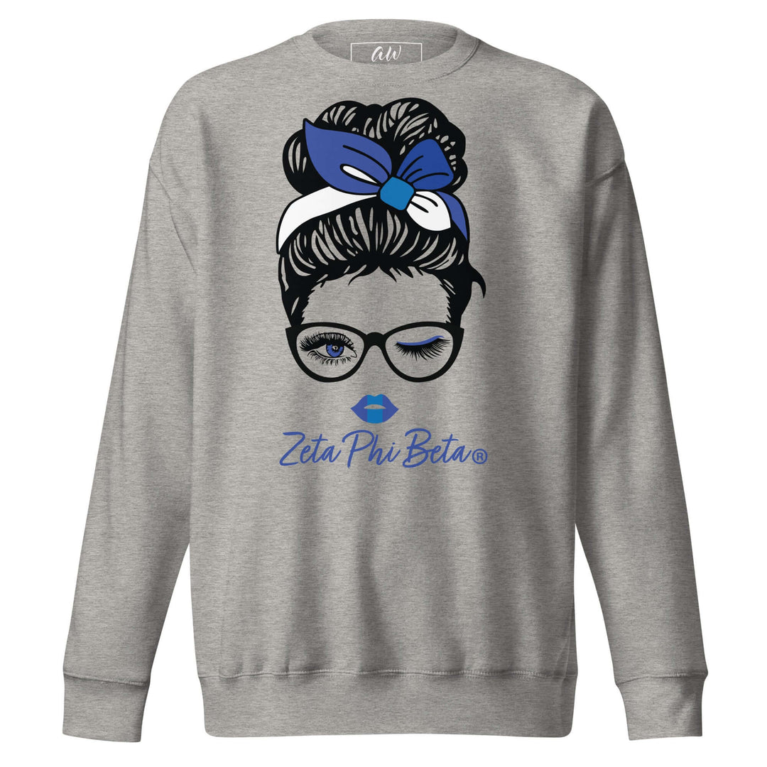 Zeta Wink Sweatshirt featuring unique graphic design, perfect for sorority and fraternity paraphernalia and Greek gear.