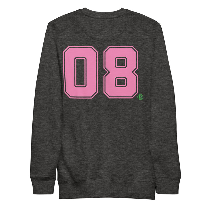 "Pretty Girl Crew sweatshirt with pink '08' on back, sorority apparel, black sorority, alpha kappa alpha, women's clothing, tightly knit fleece"