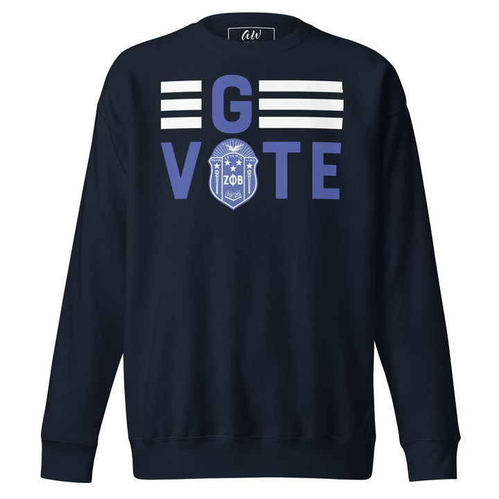 Unisex premium sweatshirt featuring "G VOTE" graphic, perfect for sorority and fraternity events, made for everyday comfort.