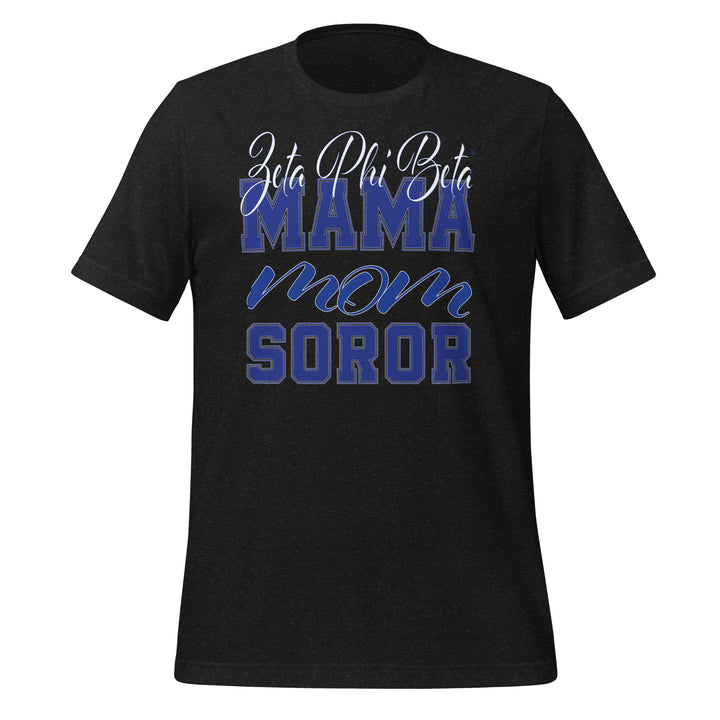 Zeta MAMA T-Shirt featuring bold graphics for sorority and fraternity Greek gear, soft cotton blend for comfort and style.