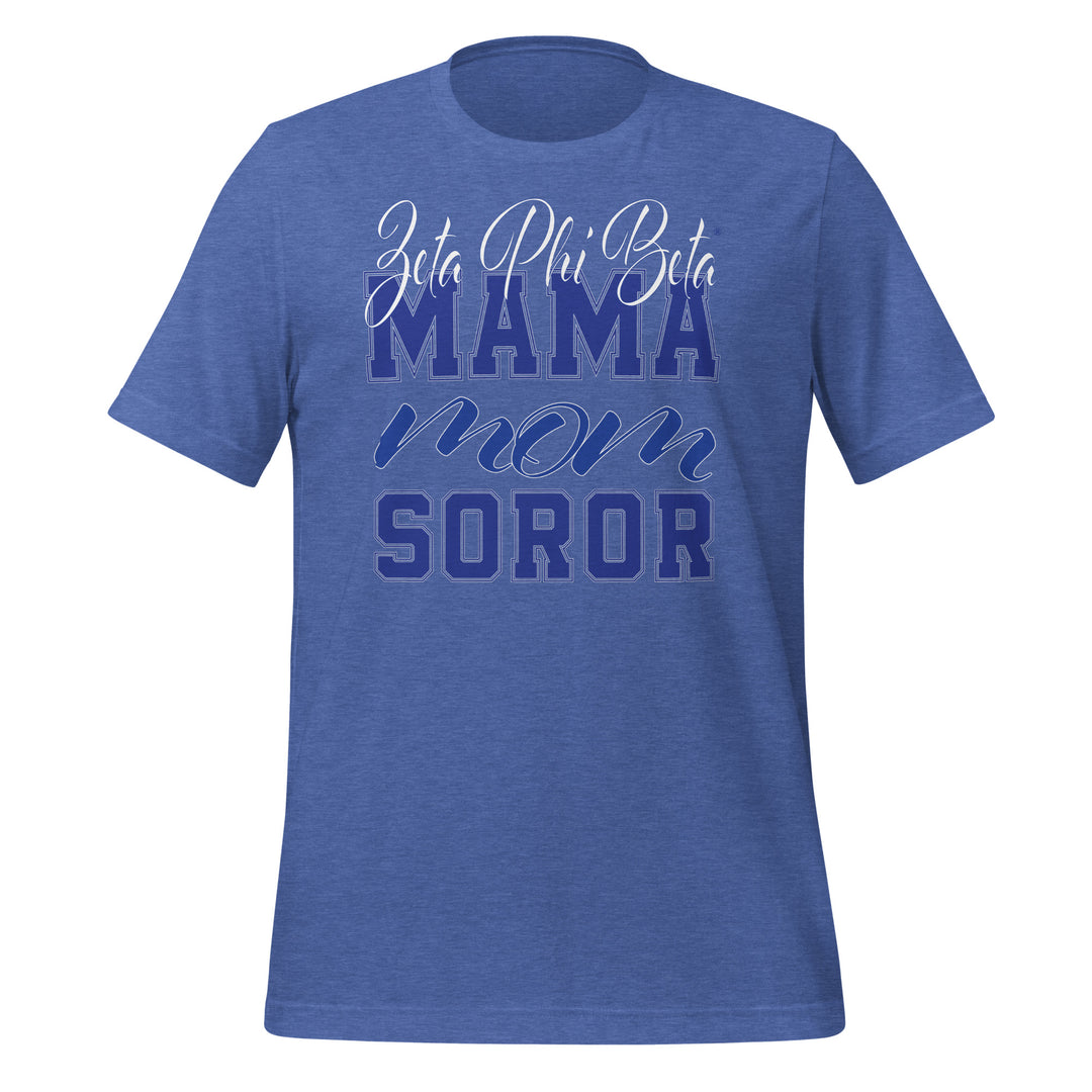 Zeta Phi Beta MAMA T-Shirt in blue, perfect for sorority and fraternity paraphernalia and Greek gear.