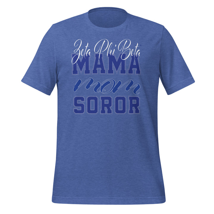 Zeta Phi Beta MAMA T-Shirt in blue, perfect for sorority and fraternity paraphernalia and Greek gear.