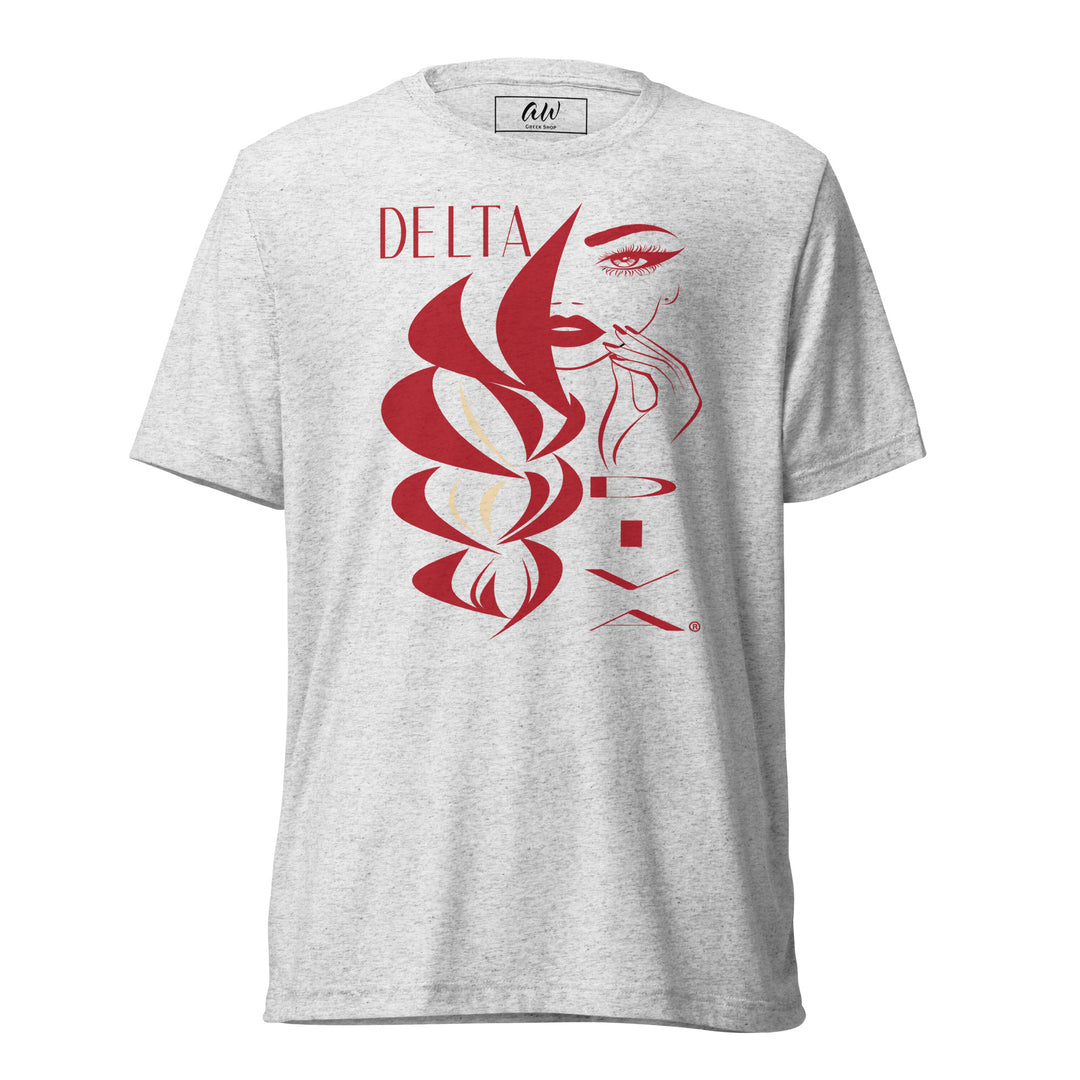 Delta Diva T-Shirt in light gray with red Delta Sigma Theta inspired design, perfect sorority apparel for black sorority and BGLO members.